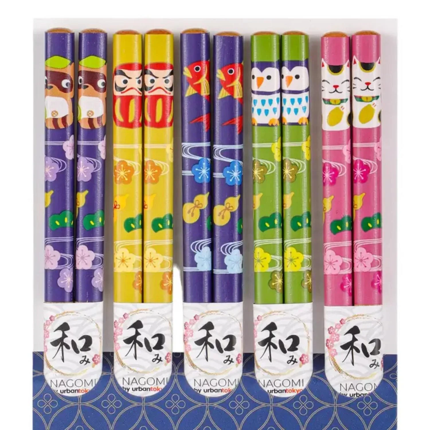 5 PIECE CHOPSTICKS SET LUCKY SYMBOLS