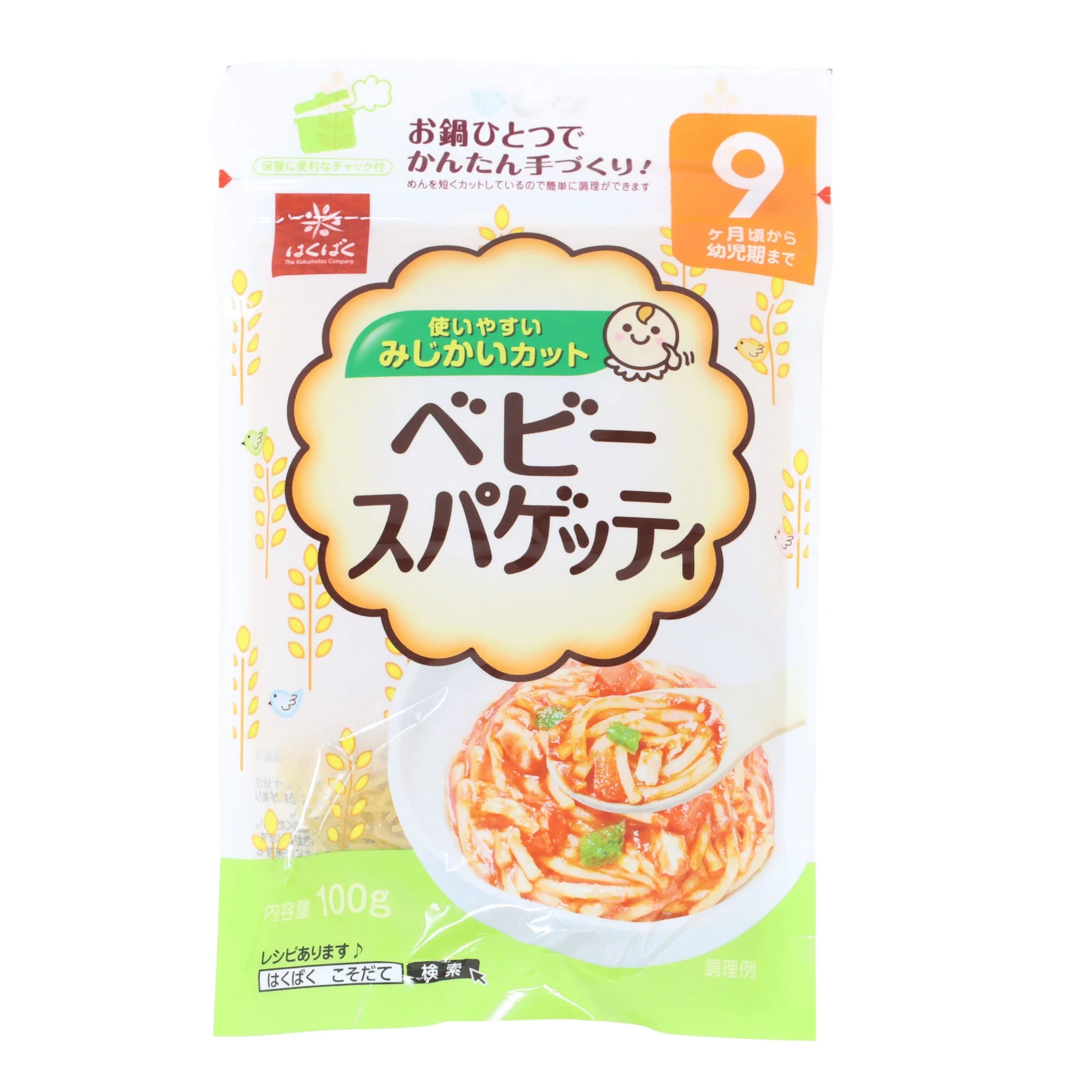 HAKUBAKU BABY FOODS SPAGHETTI NOODLES NON SALT 3.5OZ/100G