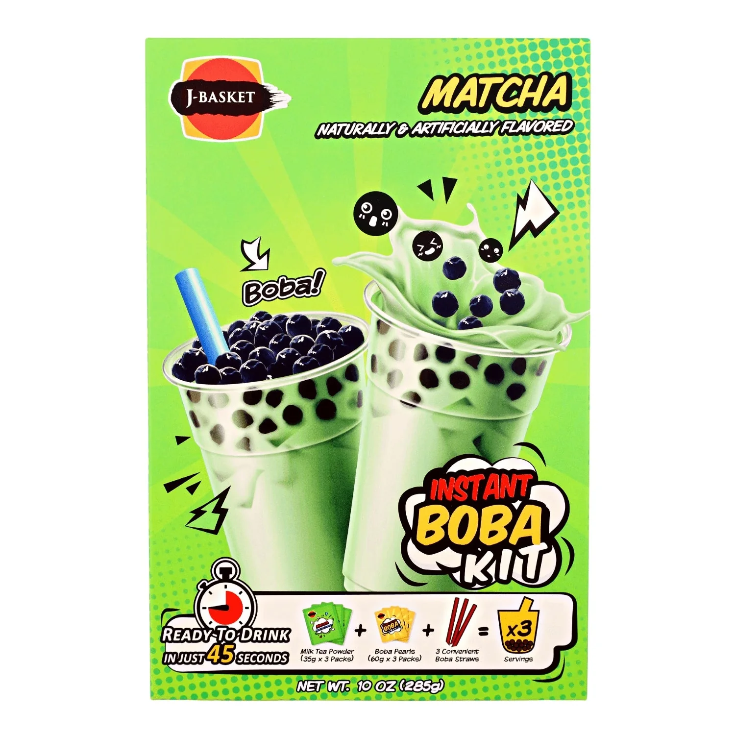 J BASKET MATCHA TEA BOBA KIT 10OZ/285ML  3P