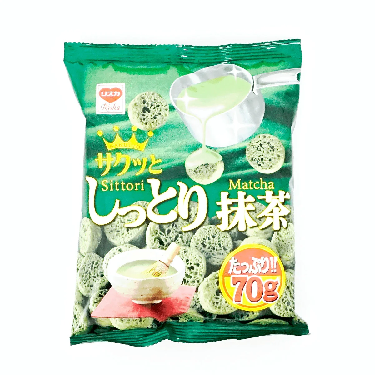 RISKA SHITTORI MATCHA BAKED CORN CRACKERS 2.46OZ/70G