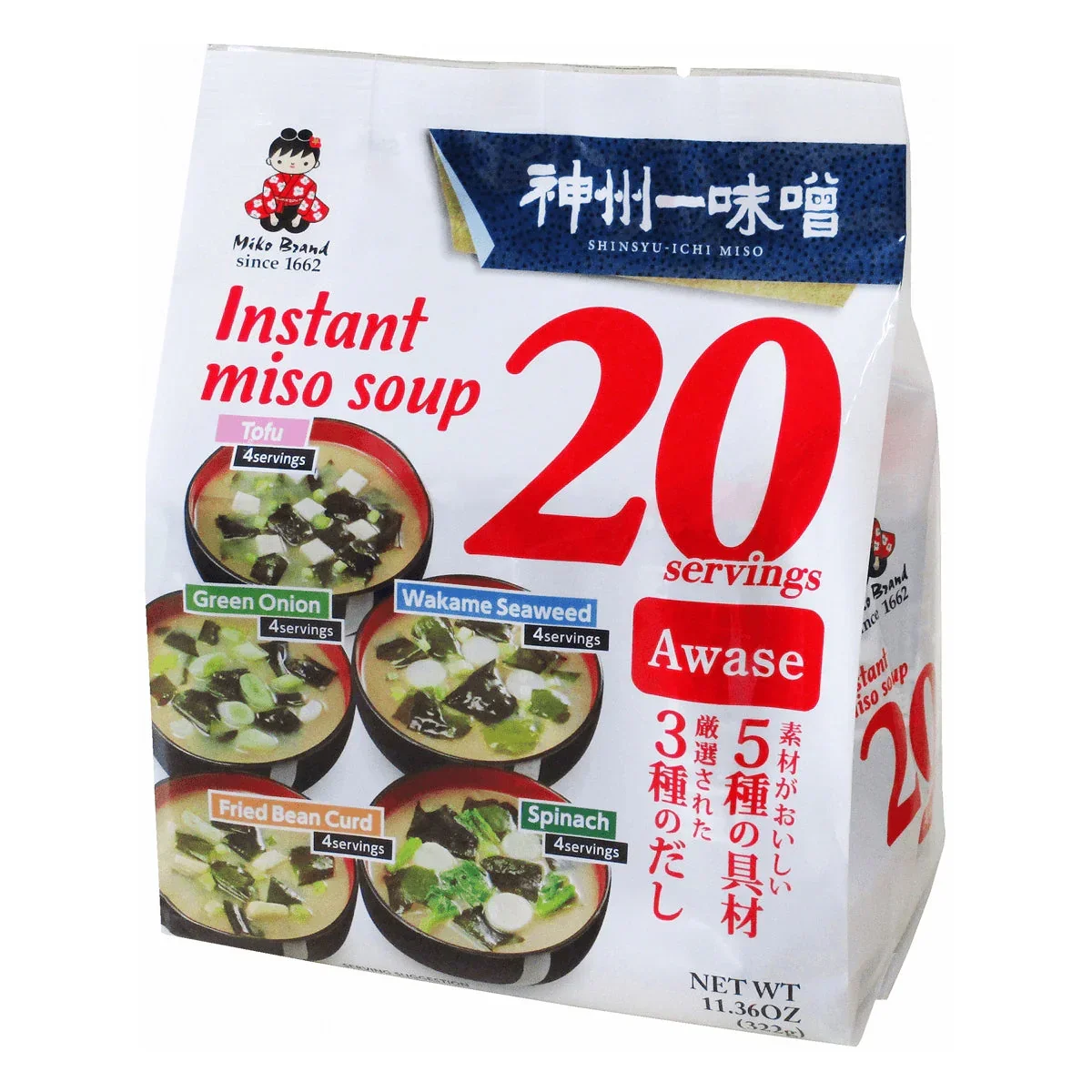 SHINSHU-ICHI TOKU 20 VALUE PACKS AWASE (MIXED) MISO 11.36OZ/322G