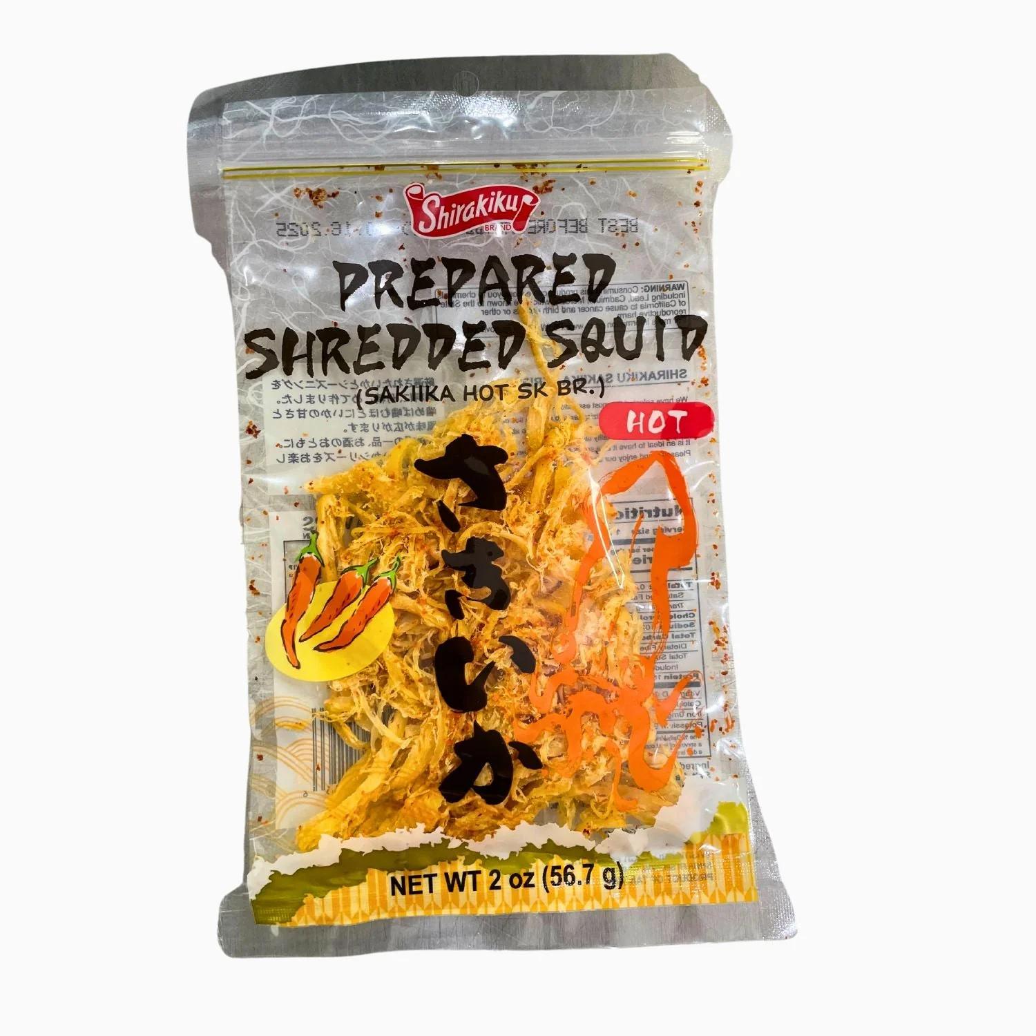 SHIRAKIKU DRIED SQUID SAKIIKA HOT 2OZ/56.7G - Image 2